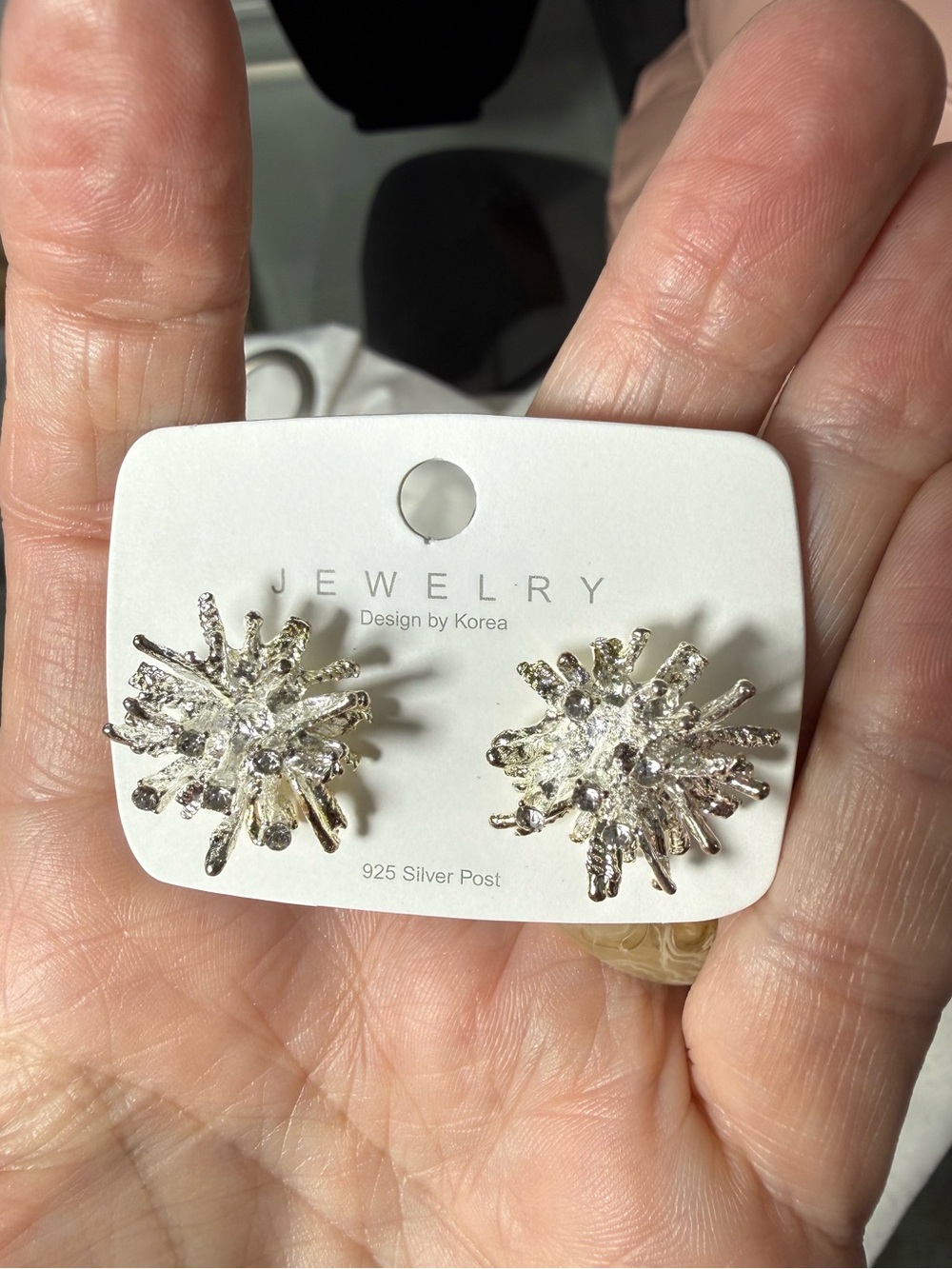 Silver Burst Cluster Stud Earrings